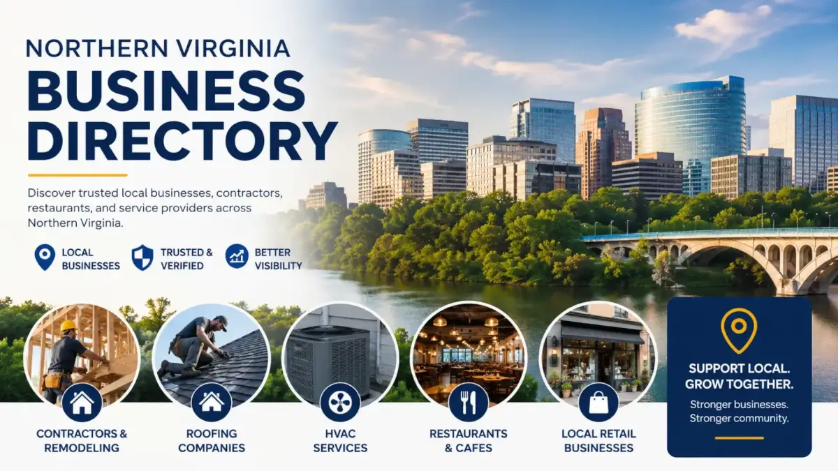 Northern Virginia Business Directory featuring trusted local businesses, contractors, restaurants, HVAC, roofing, retail, and service companies