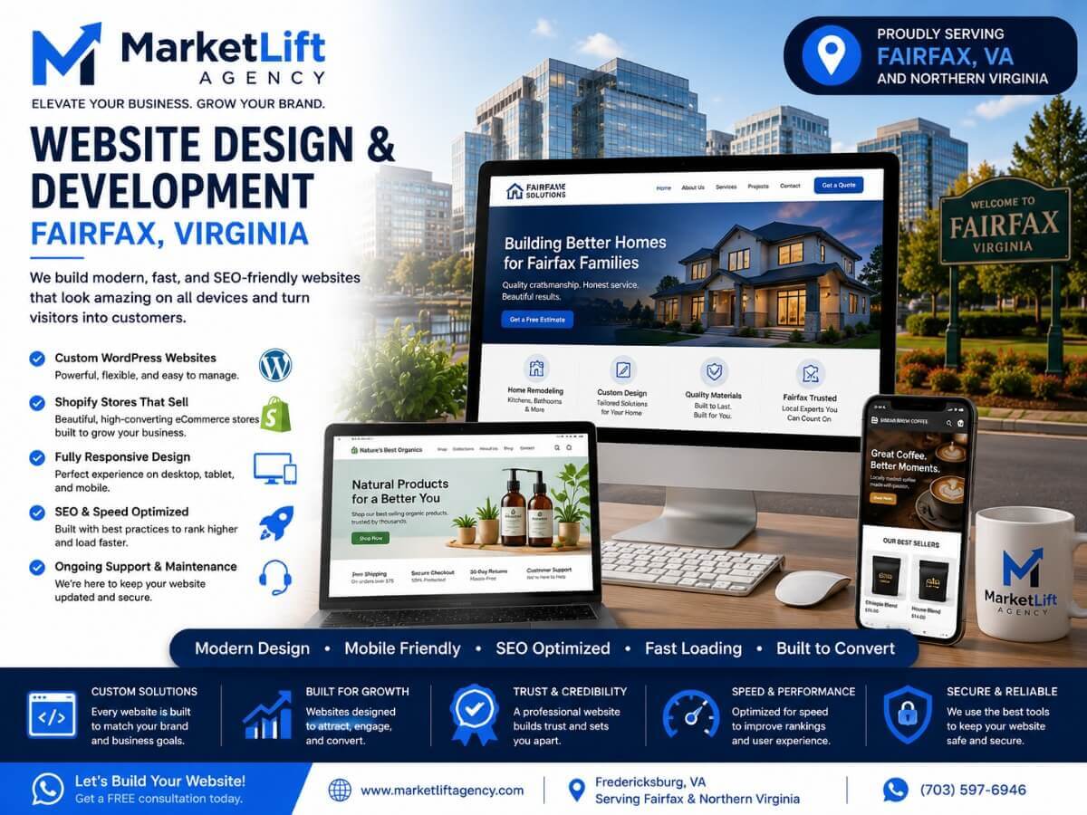 Professional WordPress and Shopify website design services in Fairfax Virginia